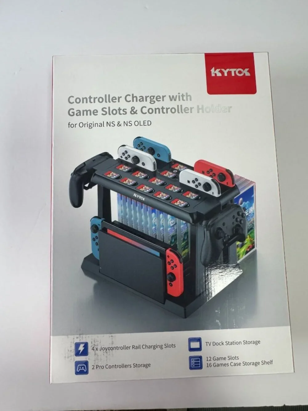 KYTOCK NS Controller Charger & Storage Stand For Original NS & NS OLED With Game